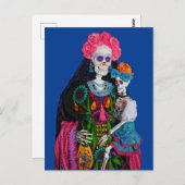 Catrina und Calavera Child Sugar Skull Leinwand Postkarte (Vorne/Hinten)
