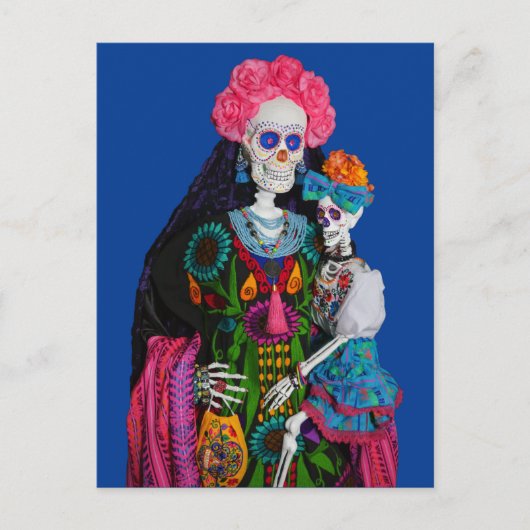 Catrina und Calavera Child Sugar Skull Leinwand Postkarte (Vorderseite)