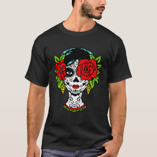 Catrina Zucker-Schädel Calavera Mexikanisch mit Ro T-Shirt