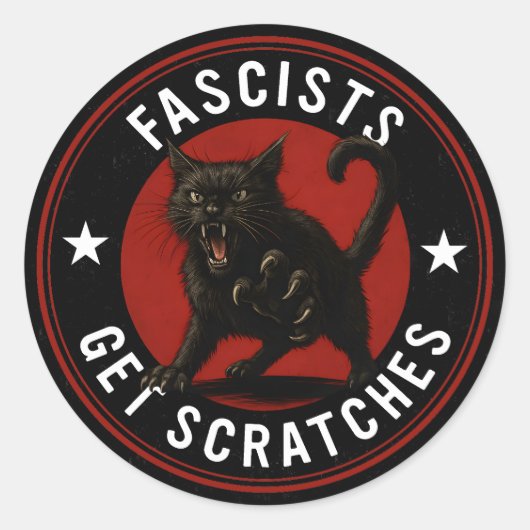 Cats Against Fascists Runder Aufkleber (Vorderseite)