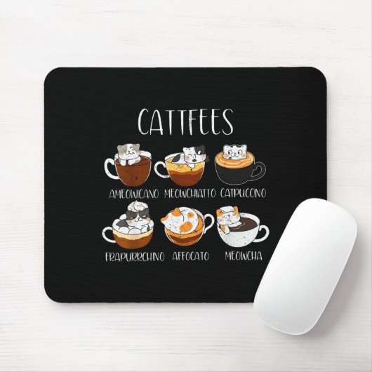 Cats & Coffee Lover Funny Caffeine Quote Cattf Mousepad (Mit Mouse)