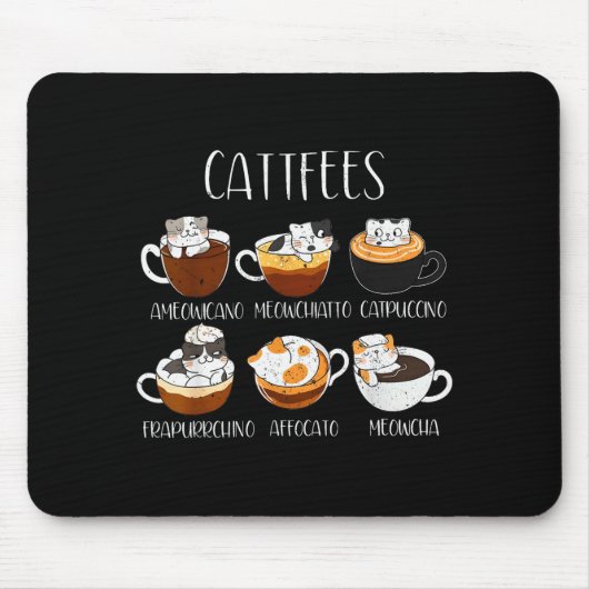 Cats & Coffee Lover Funny Caffeine Quote Cattf Mousepad (Vorne)