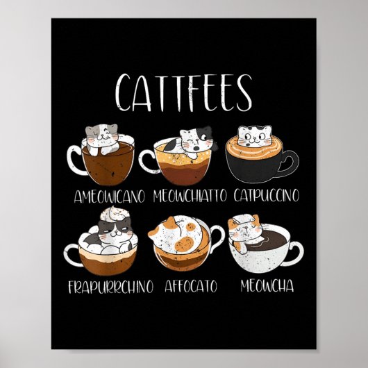 Cats & amp; Kaffee Lover Funny Coffein Quote Catta Poster (Vorne)