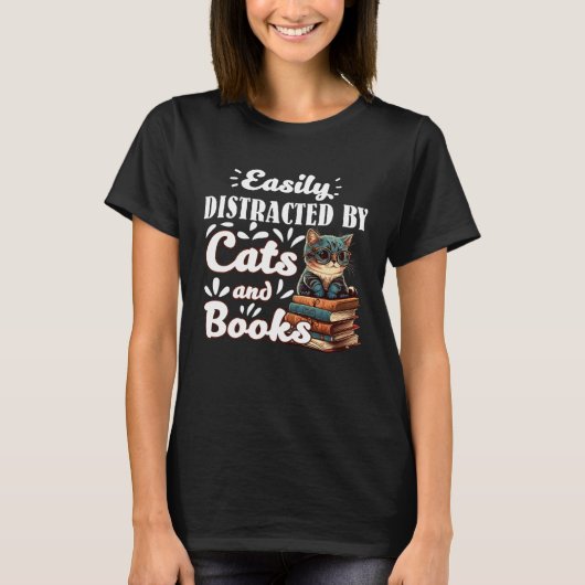 Cats and Books Bookworm Cat  Reading fans Catfans  T-Shirt (Vorderseite)