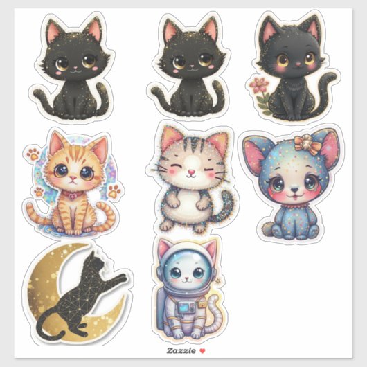 Cats and Cats Custom-Cut Vinyl Sticker (Blatt)