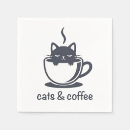 Cats and Coffee Funny Noir Feline Morning Mood Serviette