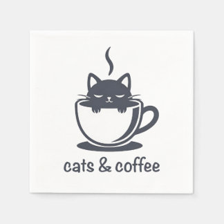 Cats and Coffee Funny Noir Feline Morning Mood Serviette