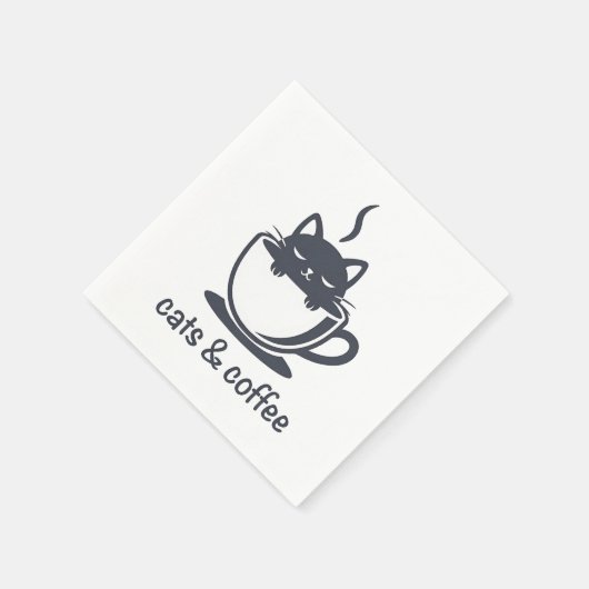Cats and Coffee Funny Noir Feline Morning Mood Serviette (Ecke)
