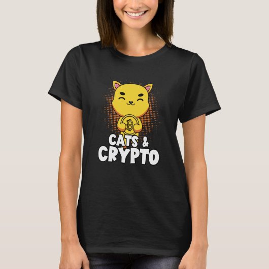 Cats And Crypto Cryptocurrency Blockchain Trader F T-Shirt (Vorderseite)