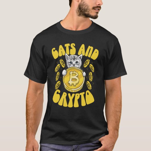 Cats And Crypto Cryptocurrency Blockchain Trader F T-Shirt (Vorderseite)