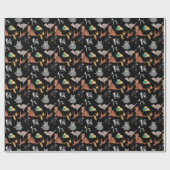Cats And Dogs Pattern Design On Black  Geschenkpapier (Flach)
