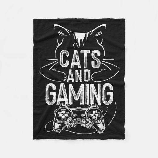 Cats And Gaming Funny For Gamer, Cat Lover, Cat Mo Fleecedecke (Vorderseite)