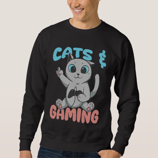 Cats And Gaming Loves Playing Video Games Cute Gam Sweatshirt (Vorderseite)