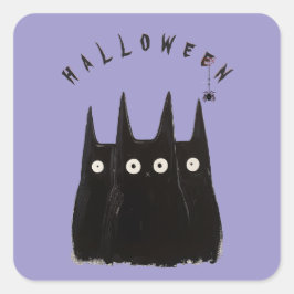 Cats and Halloween Quadratischer Aufkleber