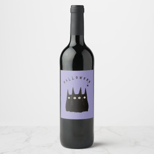 Cats and Halloween Weinetikett (Vorderseite)