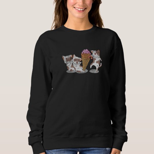 Cats And Ice Cream Summer Dessert Gelato Cat Mom D Sweatshirt (Vorderseite)