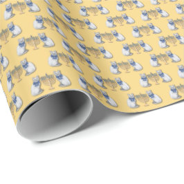 Cats and Menorahs Wrapping Paper Geschenkpapier