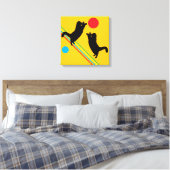 Cats and Moon on Yellow Abstract Canvas Print Leinwanddruck (Insitu (Schlafzimmer))