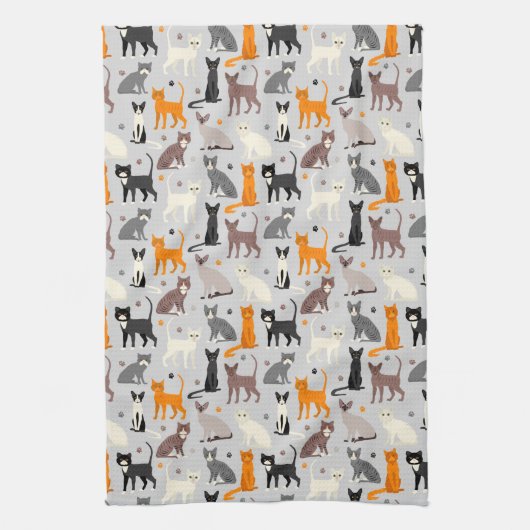 Cats and Paw Prints Geschirrtuch (Vertikal)