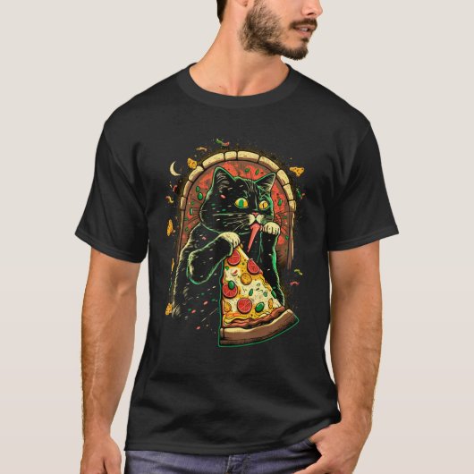 Cats And Pizza Funny Design Cat Lovers Pizza Lover T-Shirt (Vorderseite)