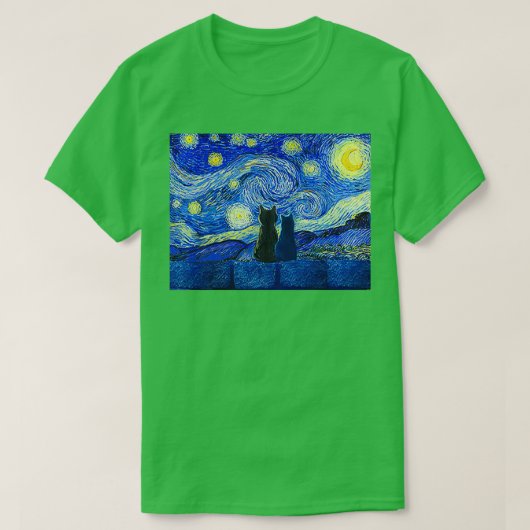 Cats and Starry Night T-Shirt (Design vorne)