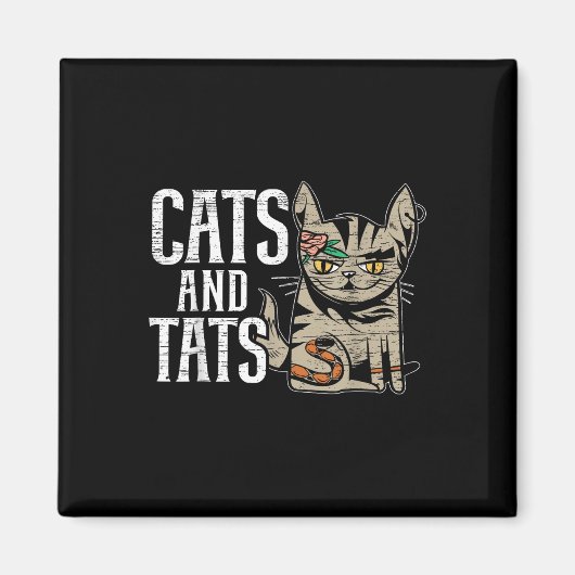 Cats And State Inking Tattoo Lover Tattooing Kitty Magnet (Vorne)