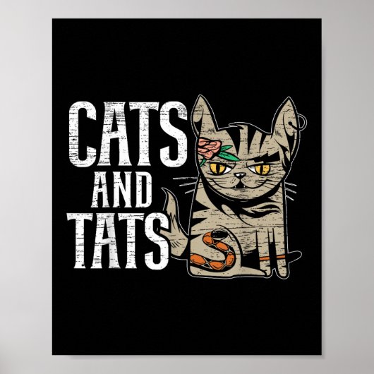 Cats And State Inking Tattoo Lover Tattooing Kitty Poster (Vorne)