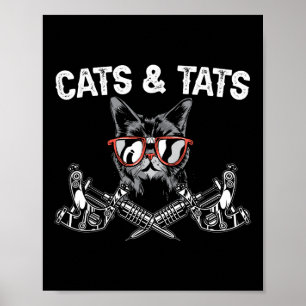 Cats And State Inking Tattoo Lover Tattooing Kitty Poster