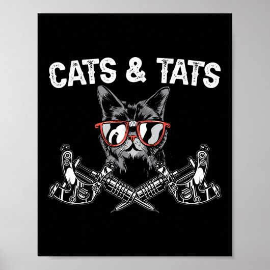 Cats And State Inking Tattoo Lover Tattooing Kitty Poster (Vorne)