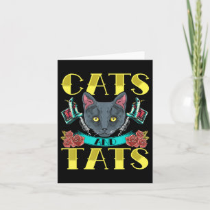 Cats And Tats Vintage Old Style Tattoo-Design Karte