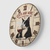 Cats and Wine Make Everything Fine Große Wanduhr (Winkel)
