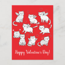 Cats Angels Happy Valentine's Day Postcard
