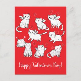 Cats Angels Happy Valentine's Day Postcard Postkarte