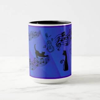 Cats Are Like Music - Music Staffs And Guitars Tasse