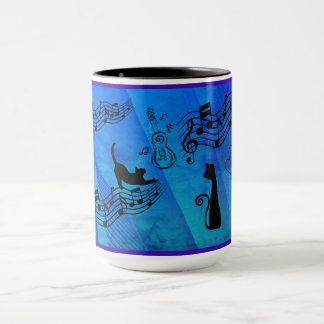 Cats Are Like Music: Music Staffs And Guitars Teal Tasse