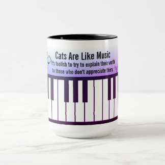 Cats Are Like Music, Piano Keyboard, Staff, Cats P Tasse