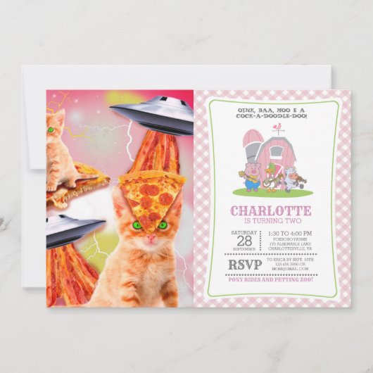 Cats, Bacons und ufos Einladung (Vorderseite)