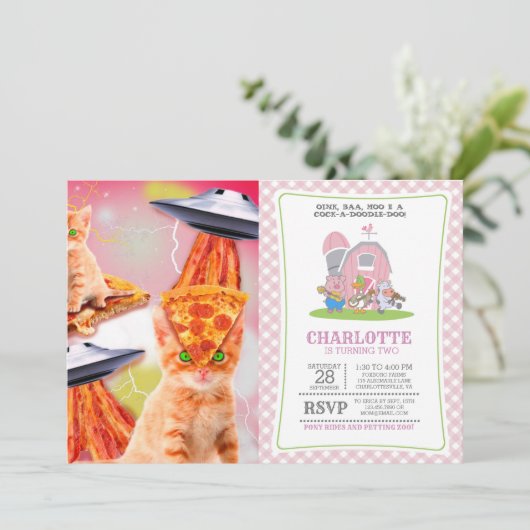 Cats, Bacons und ufos Einladung (Stehend Vorderseite)