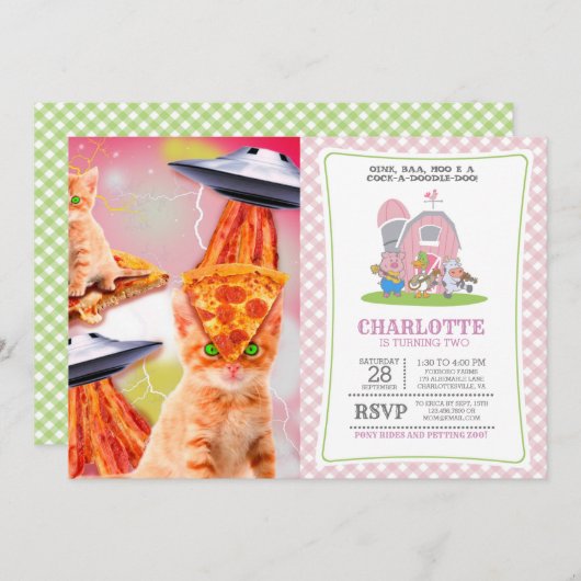 Cats, Bacons und ufos Einladung (Vorne/Hinten)