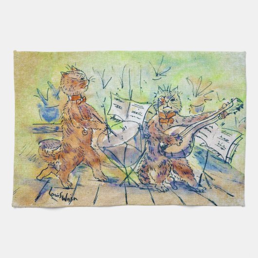 Cats Band, Louis Wain Geschirrtuch (Horizontal)