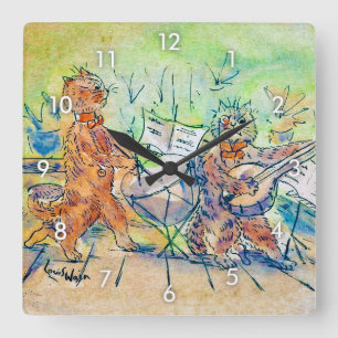 Cats Band, Louis Wain Quadratische Wanduhr