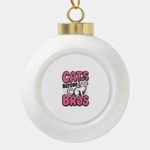 Cats Before Bros Vintage Cat Crown Shirt Design_1 Keramik Kugel-Ornament