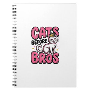 Cats Before Bros Vintage Cat Crown Shirt Design_1 Notizblock