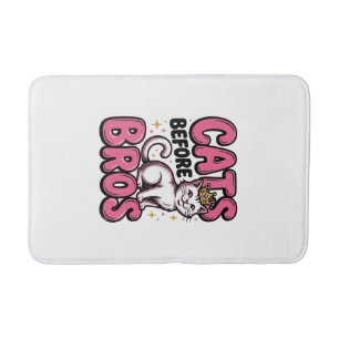 Cats Before Bros Vintage Cat Crown T-Shirt Design_ Badematte