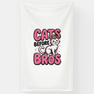 Cats Before Bros Vintage Cat Crown T-Shirt Design_ Banner