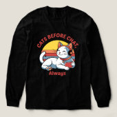 Cats Before Chat, Always – Priorities in Purrfecti Tri-Blend Shirt (Design Vorderseite)