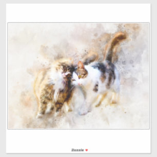 Cats Best Friends Forever Aquarell Aufkleber