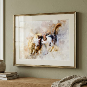 Cats Best Friends Forever Aquarell Fotodruck