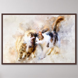 Cats Best Friends Forever Aquarell Fotodruck