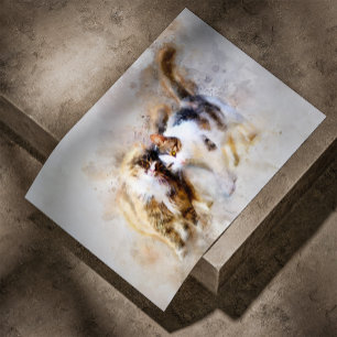 Cats Best Friends Forever Aquarell Poster
